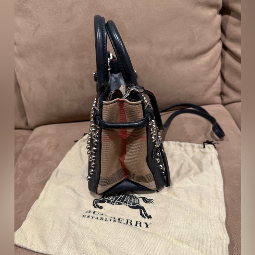 Burberry Baby Banner Studded Leather and House Check Tote Crossbody - Picture 3 of 10